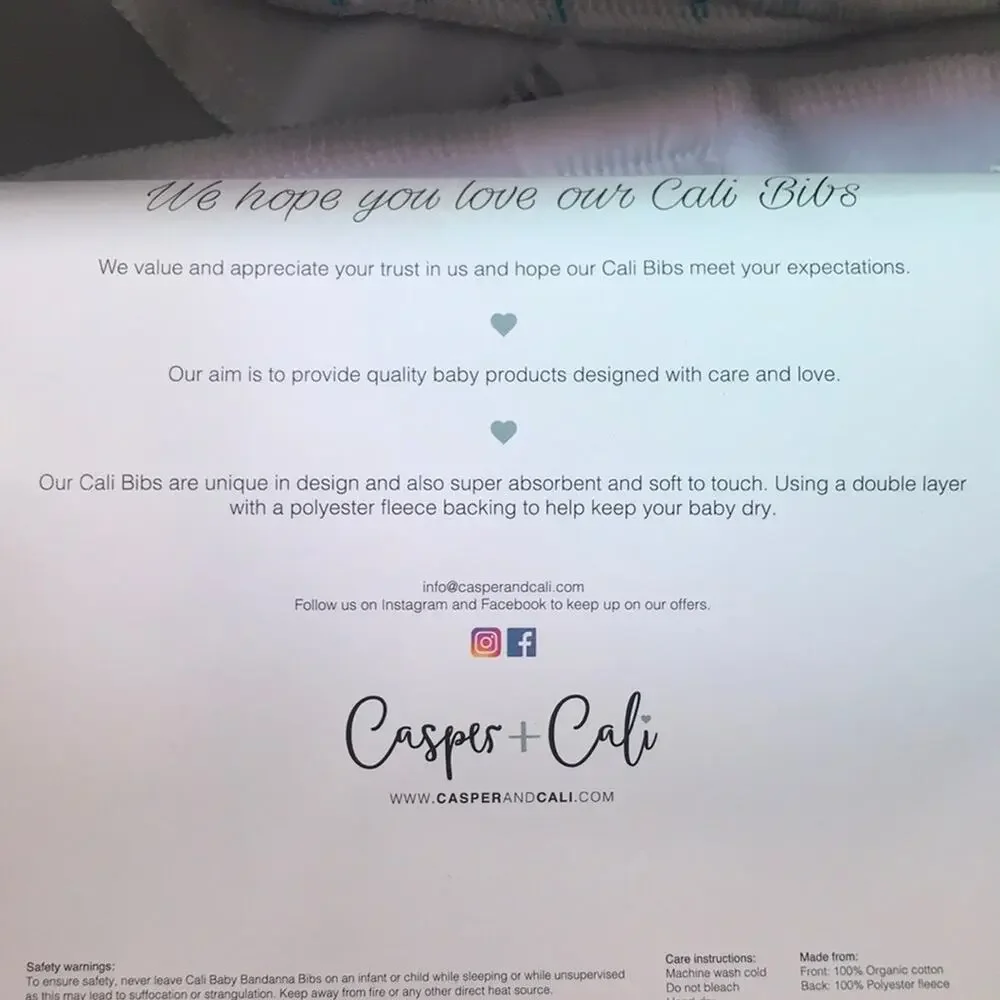 Casper & Cali 4 Organic Baby Boy Bandana Bibs NWT